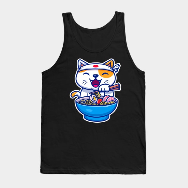 Ramen Cat Tank Top by machmigo